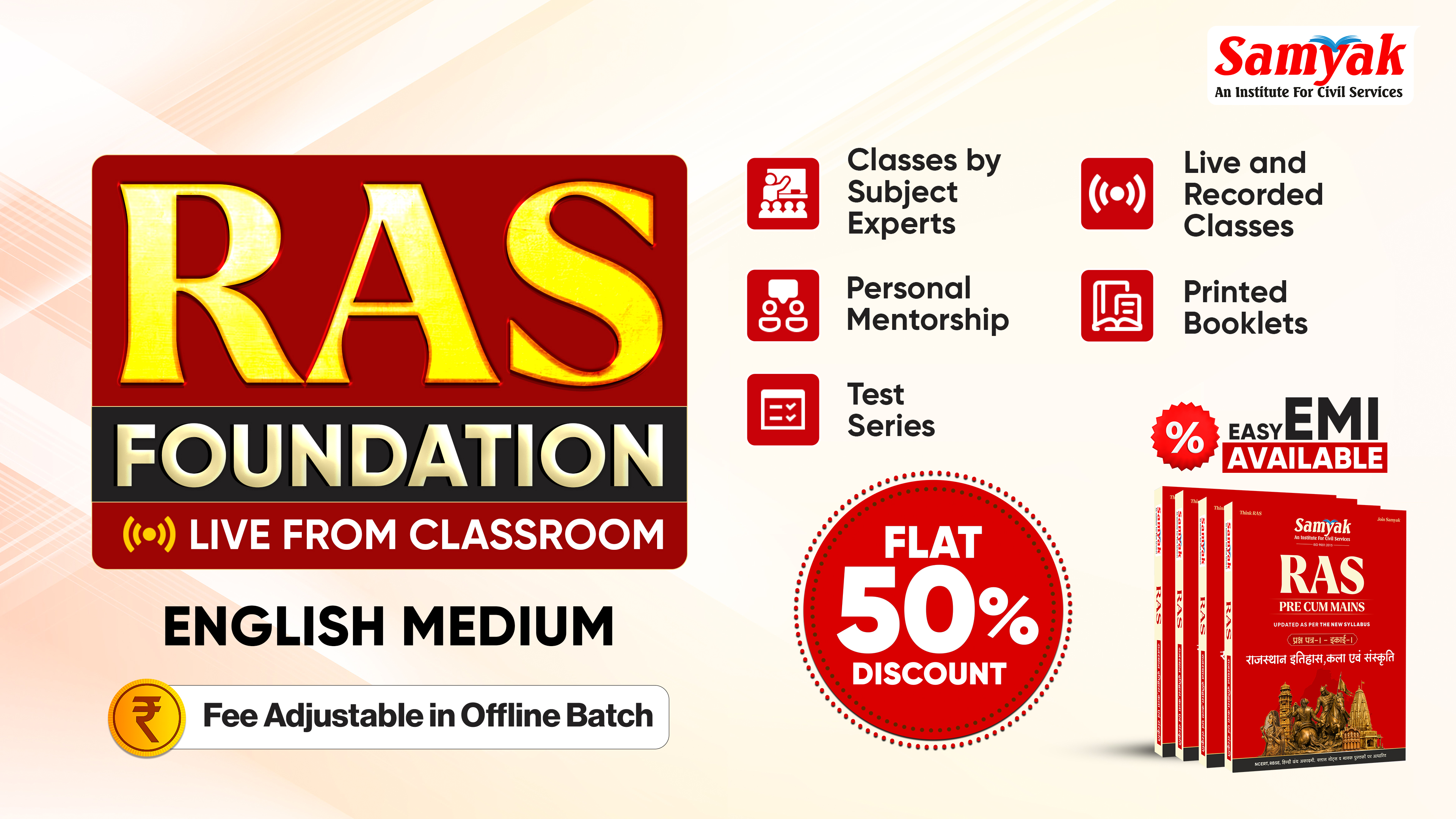 RAS Foundation Course Live From Classroom with Booklets | English Medium — Samyak IAS