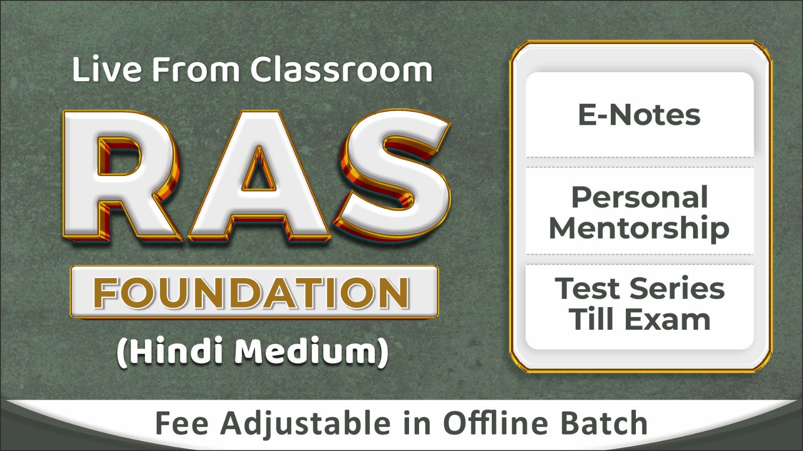 RAS Foundation (Hindi Medium) Live From Classroom - Samyak IAS